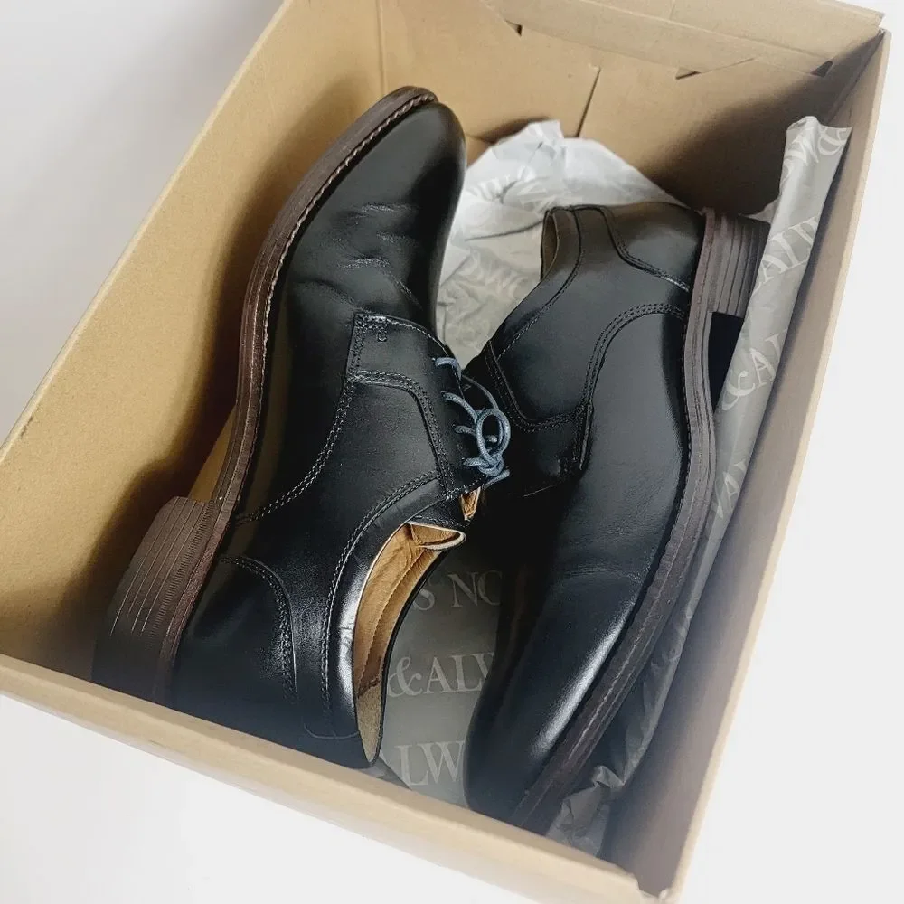 NEW Johnston & Murphy Mason Plain Toe Men's Black Leather Dress Shoes Size 8